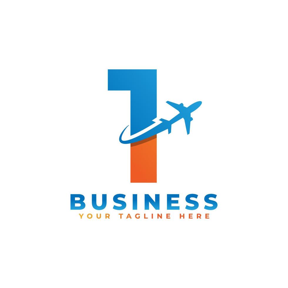 numéro 1 avec création de logo d'avion. adapté pour les visites et les voyages, le démarrage, la logistique, le modèle de logo d'entreprise vecteur