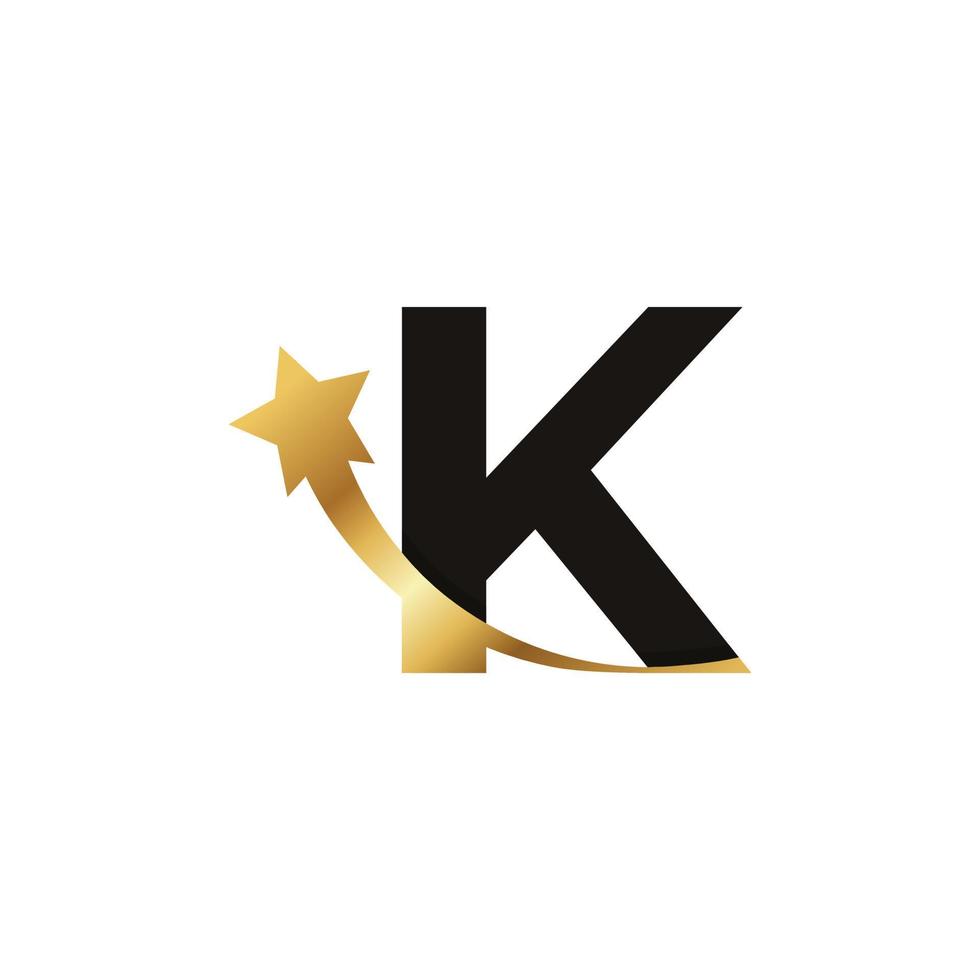 lettre initiale k étoile dorée logo icône symbole élément de modèle vecteur