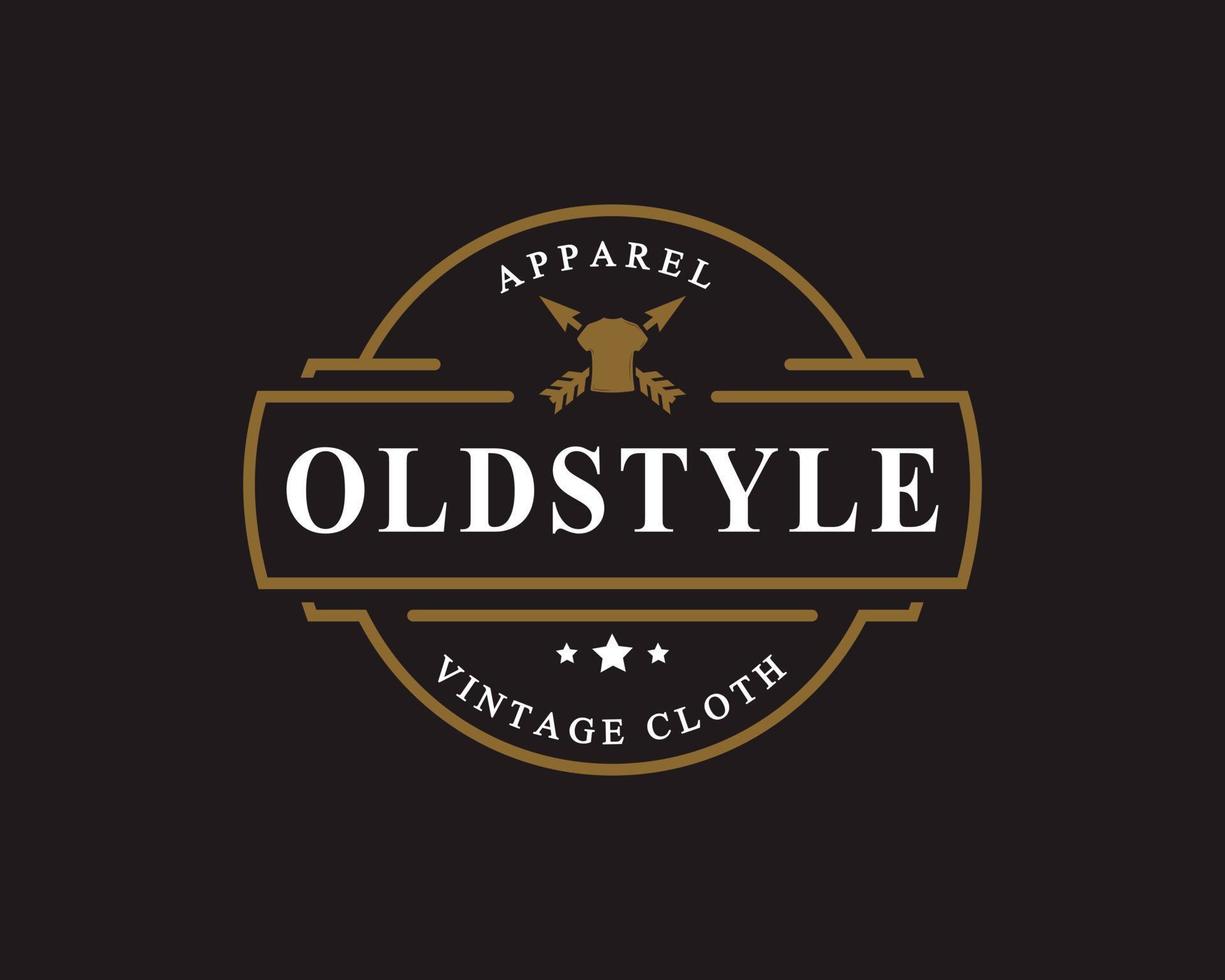 insigne rétro vintage pour vêtements vêtements symbole de conception d'emblème de logo de style ancien vecteur