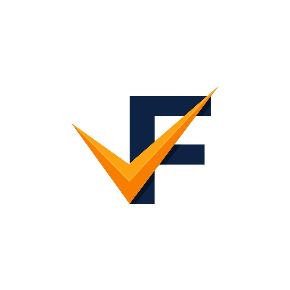 logo approuvé. modèle de conception de logo de vérification de la lettre initiale f. vecteur eps10