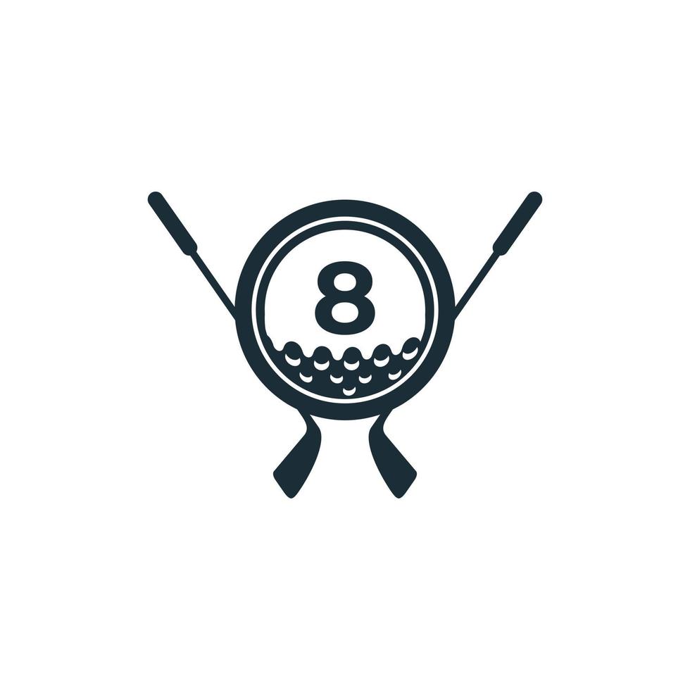 logo de sport de golf. numéro 8 pour le modèle vectoriel de conception de logo de golf. vecteur eps10
