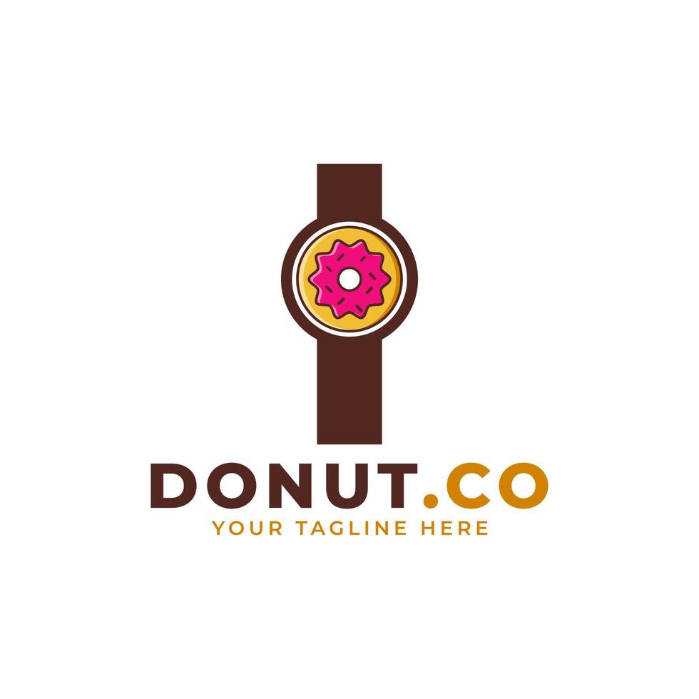 lettre initiale i création de logo de beignet sucré. logo pour cafés, restaurants, cafés, restauration. vecteur