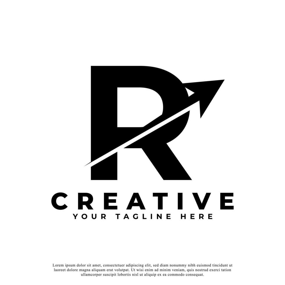 lettre initiale r logotype de forme de flèche créative artistique vers le haut. utilisable pour les logos d'entreprise et de marque. vecteur