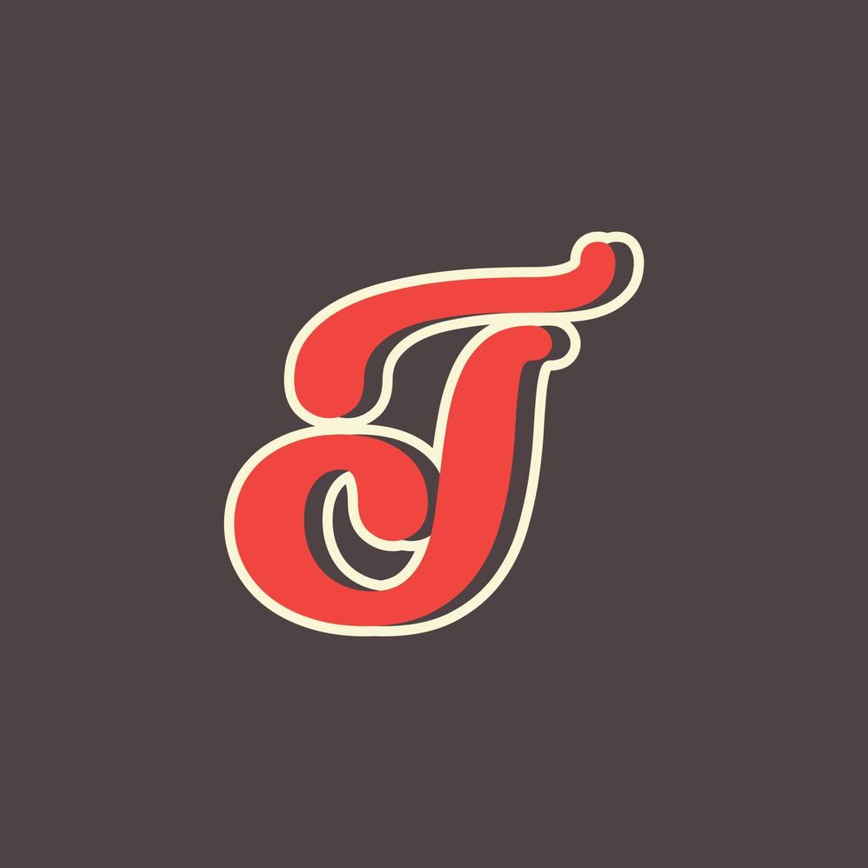 logo lettre t rétro dans un style occidental vintage avec double couche. utilisable pour les polices vectorielles, les étiquettes, les affiches, etc. vecteur
