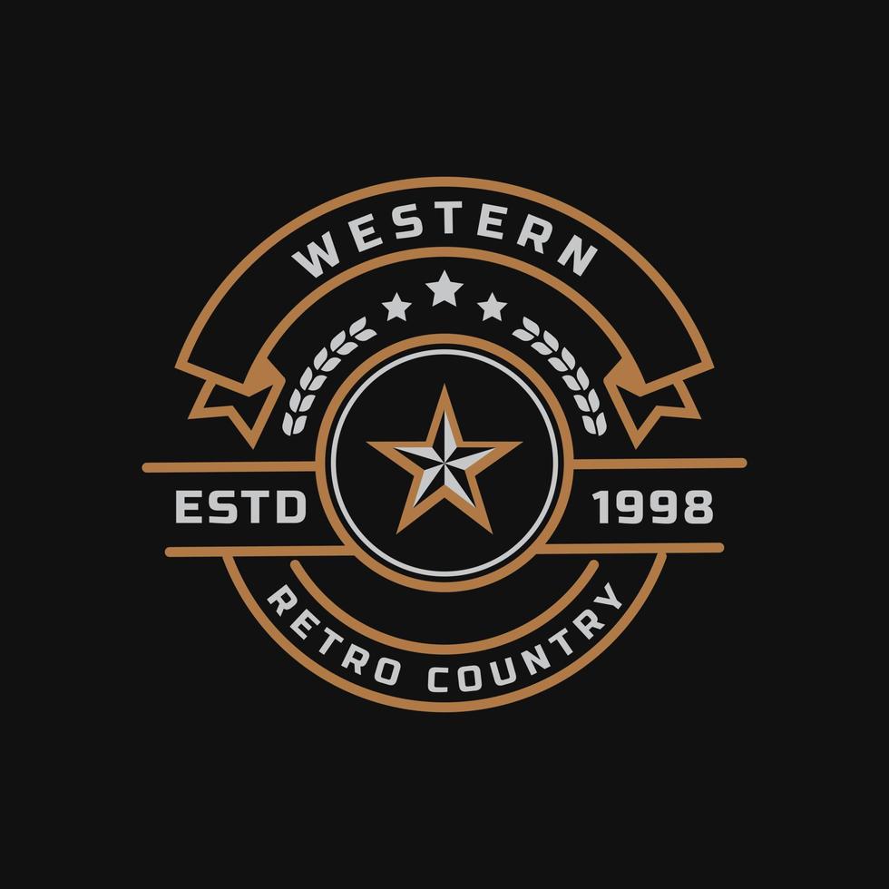 insigne rétro vintage pour l'élément de modèle de conception de logo texas emblème du pays occidental vecteur