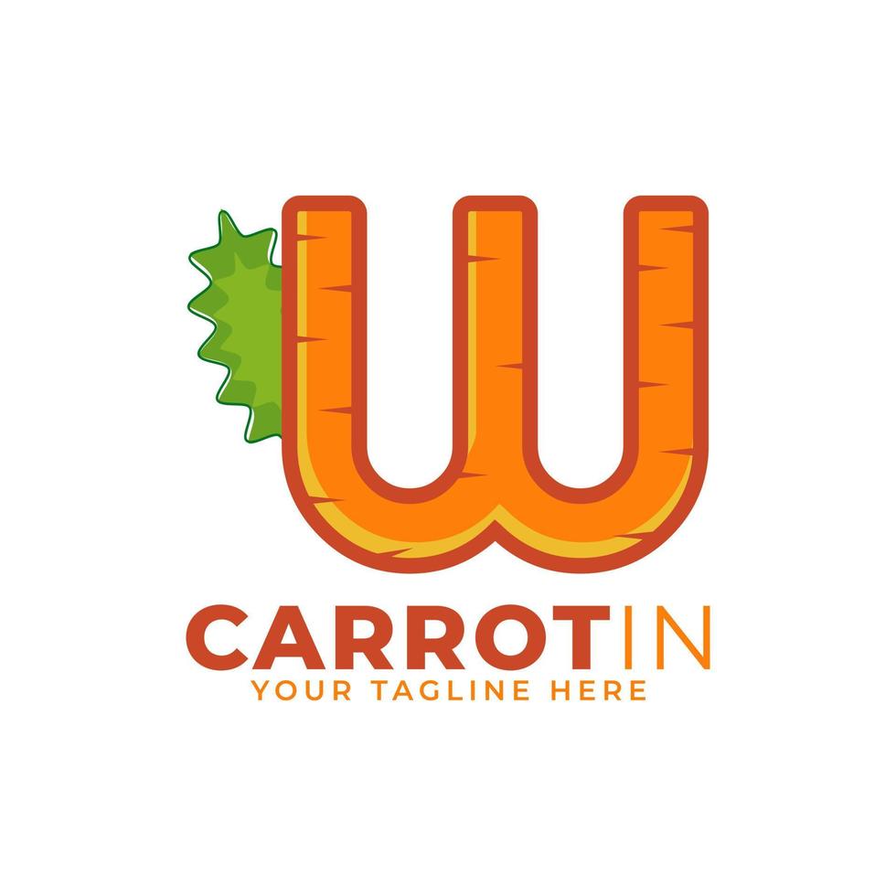 lettre initiale w vecteur de conception de logo de carotte. conçu pour la conception de sites Web, le logo, l'application, l'interface utilisateur
