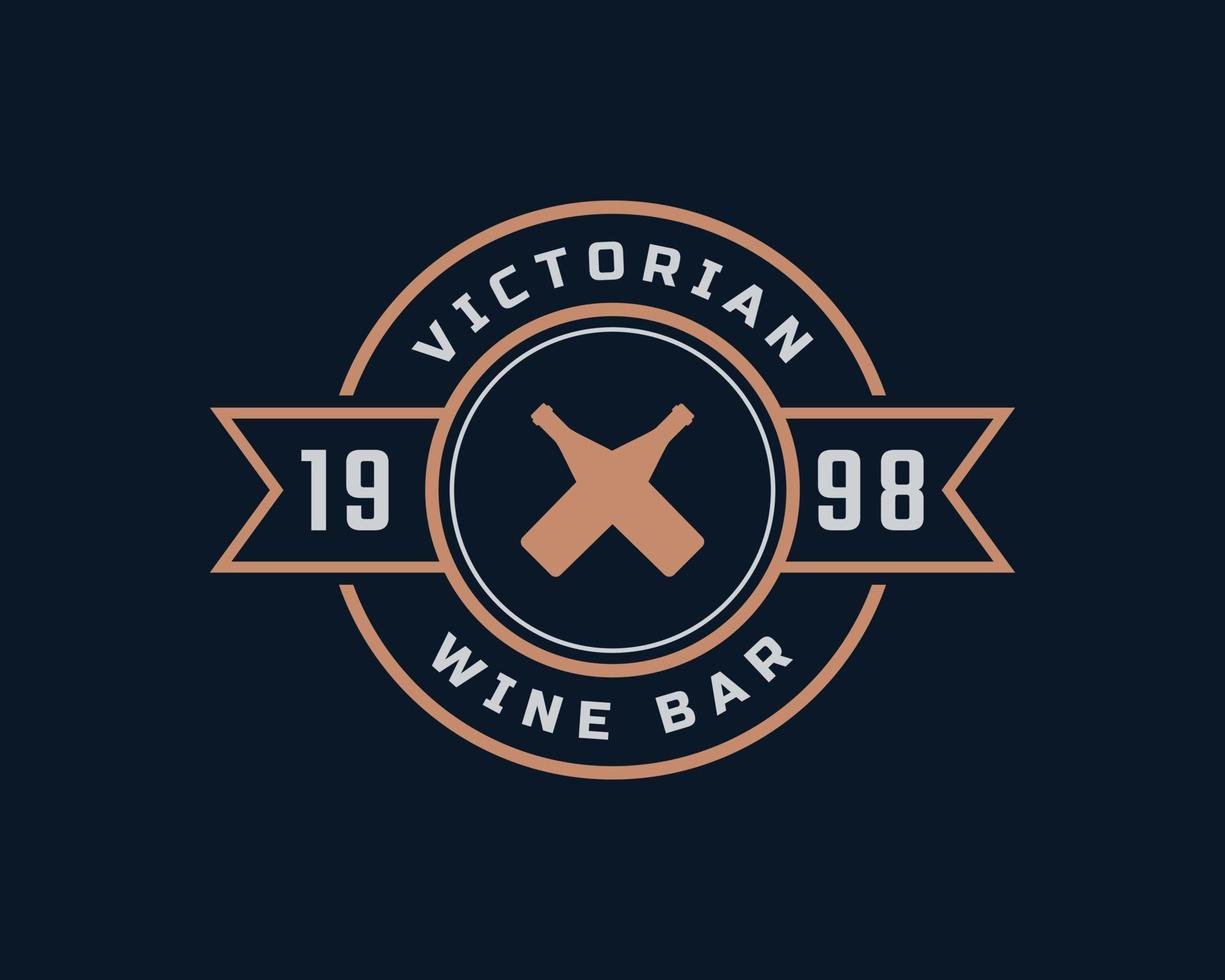 luxe vintage rétro étiquette insigne emblème floral victorien bouteille de vin verre bar boisson logo design inspiration vecteur