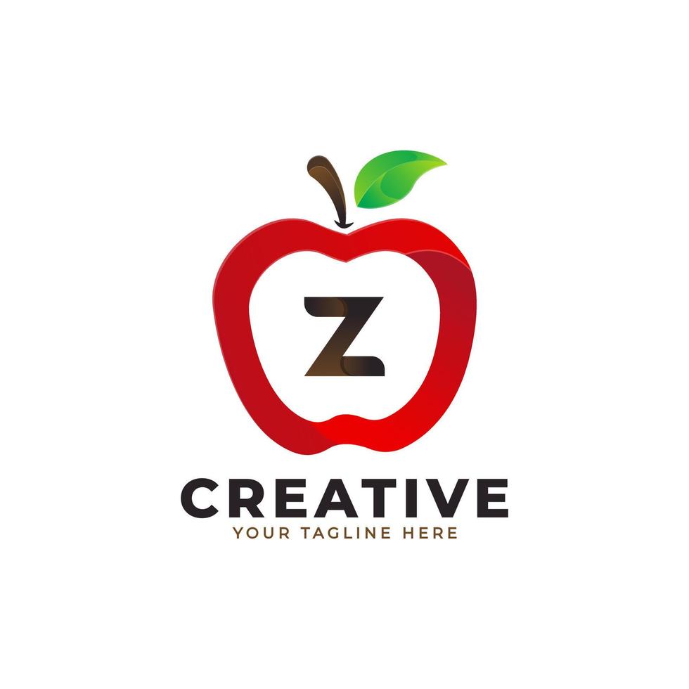 logo lettre z en pomme fraîche avec un style moderne. conceptions de logos d'identité de marque modèle d'illustration vectorielle vecteur