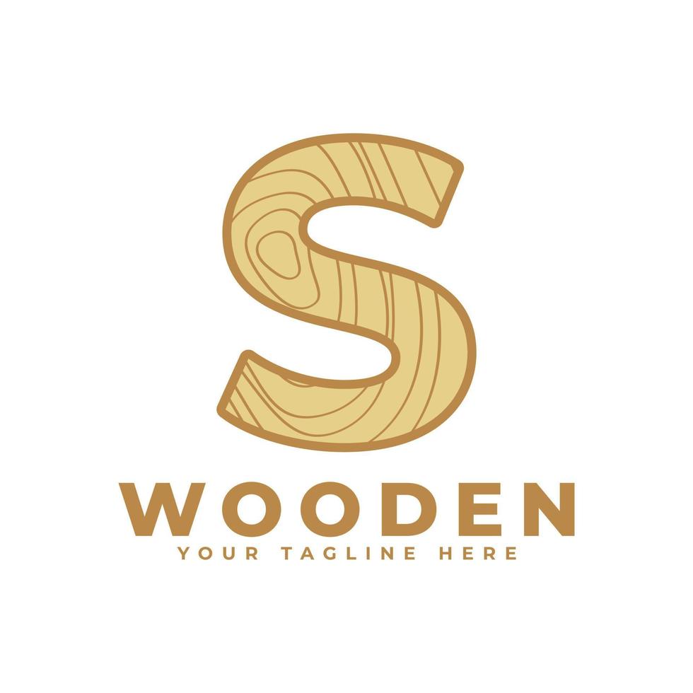 lettre s avec logo de texture en bois. utilisable pour les logos d'entreprise, d'architecture, d'immobilier, de construction et de construction vecteur