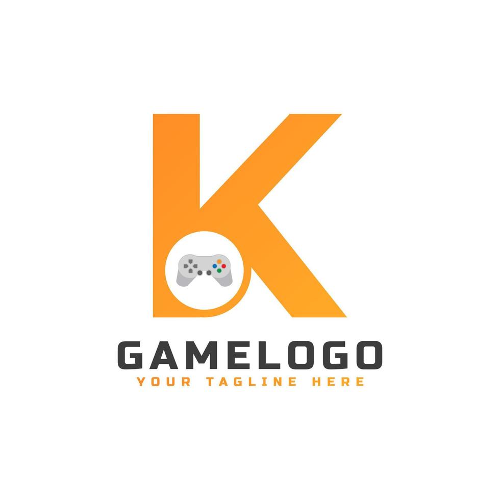 lettre initiale k avec icône de console de jeu et pixel pour le concept de logo de jeu. utilisable pour les logos d'applications de démarrage d'entreprise, de technologie et de jeu. vecteur