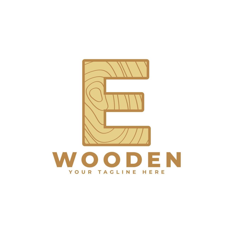 lettre e avec logo de texture en bois. utilisable pour les logos d'entreprise, d'architecture, d'immobilier, de construction et de construction vecteur