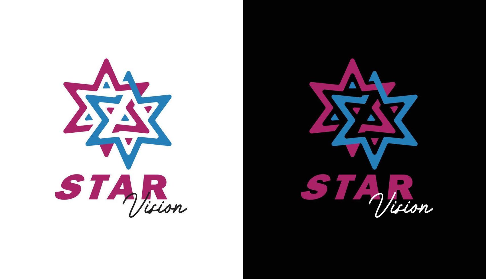 création minimaliste de logo twin star pour film et café vecteur