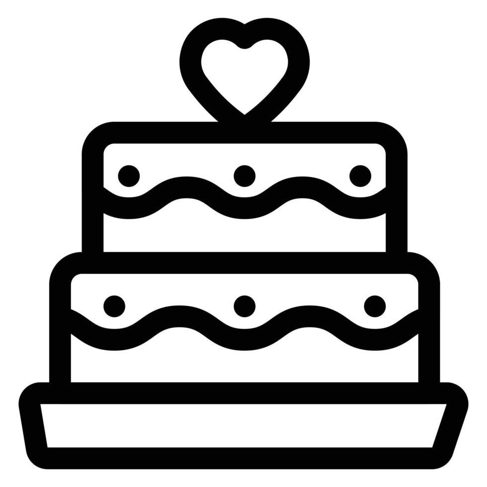 icône de vecteur de gâteau de mariage simple, modifiable, 48 pixels