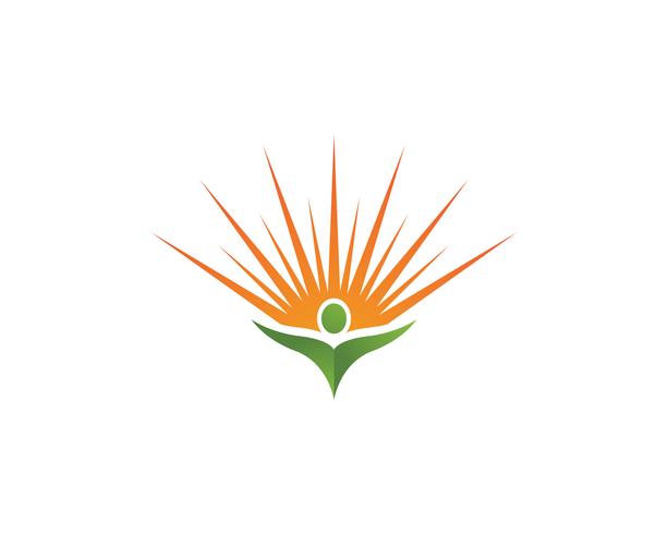 Logo de vecteur personnes soins et soleil nature thérapie