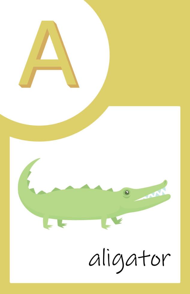 carte flash alphabet animal a vecteur