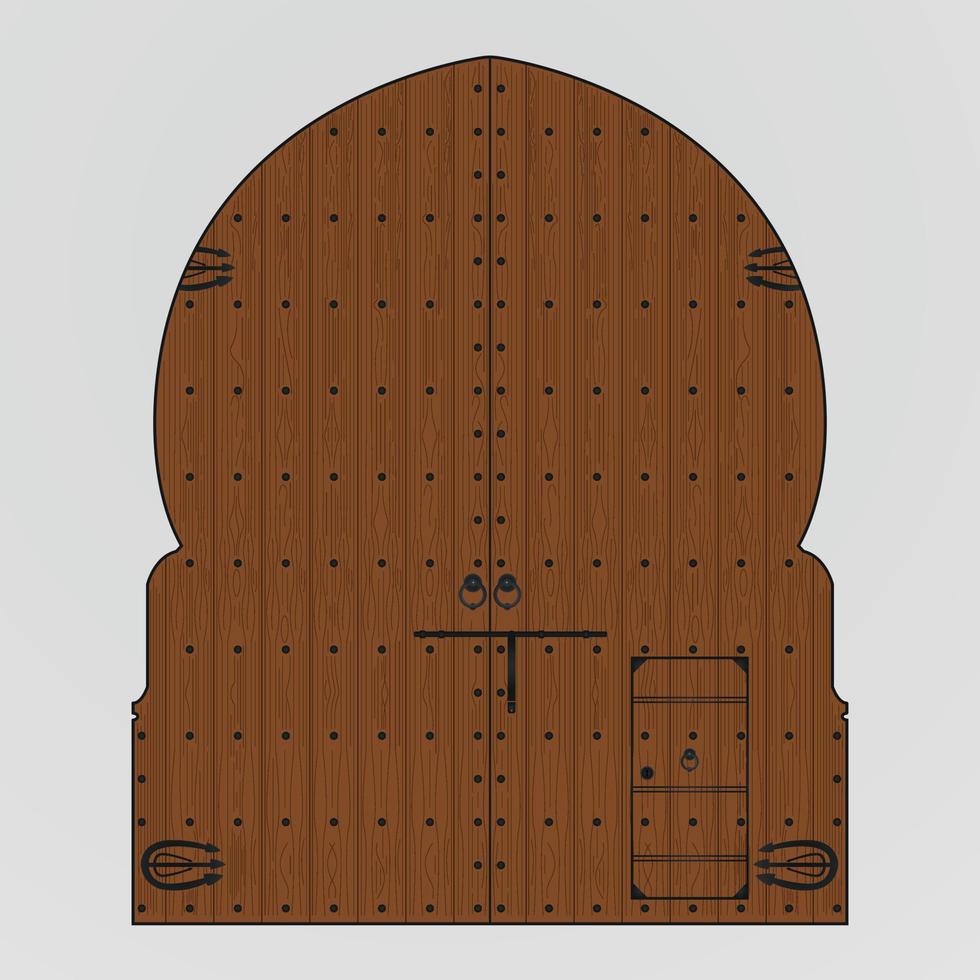 vieille porte en bois traditionnelle arabe marocain antique vecteur