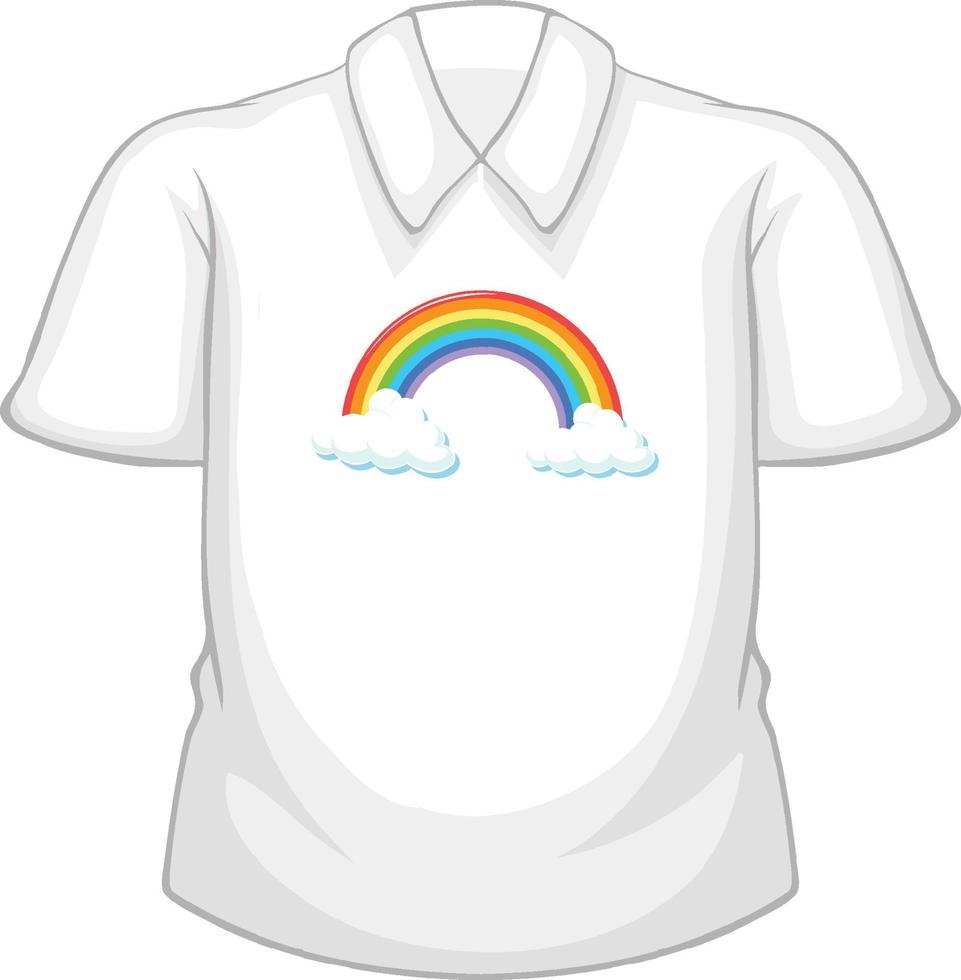 une chemise blanche avec motif arc-en-ciel sur fond blanc vecteur