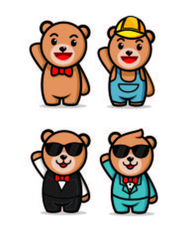 dessins mignons de mascotte de personnage ours en peluche vecteur