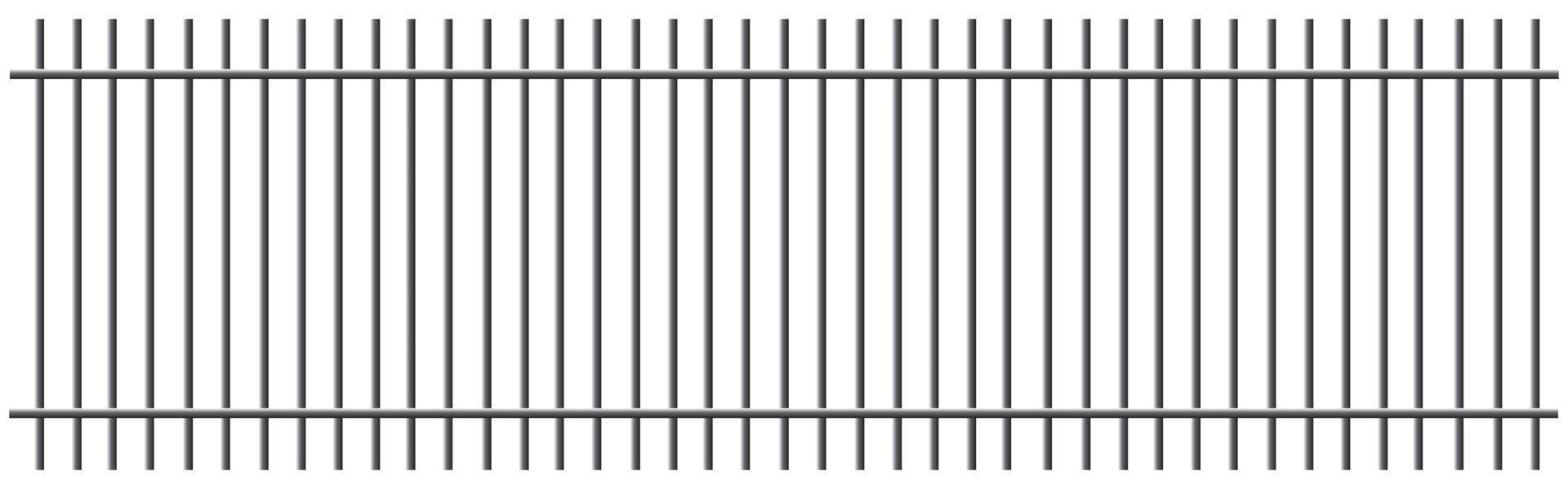 barreaux de prison réalistes en métal noir et argent isolés sur fond blanc. cage de prison détaillée, clôture de fer de prison. maquette de casier judiciaire. illustration vectorielle créative vecteur