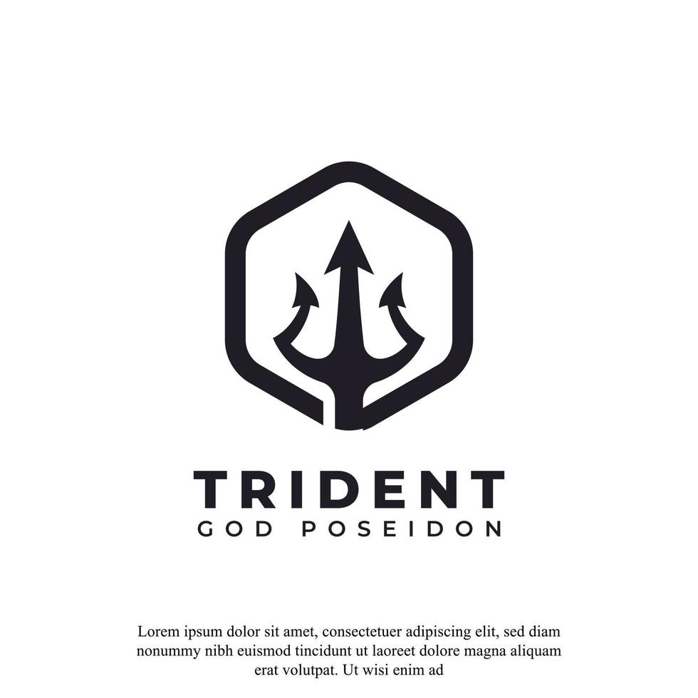 classique vintage trident neptune dieu poséidon triton roi lance logo icône modèle de conception vecteur