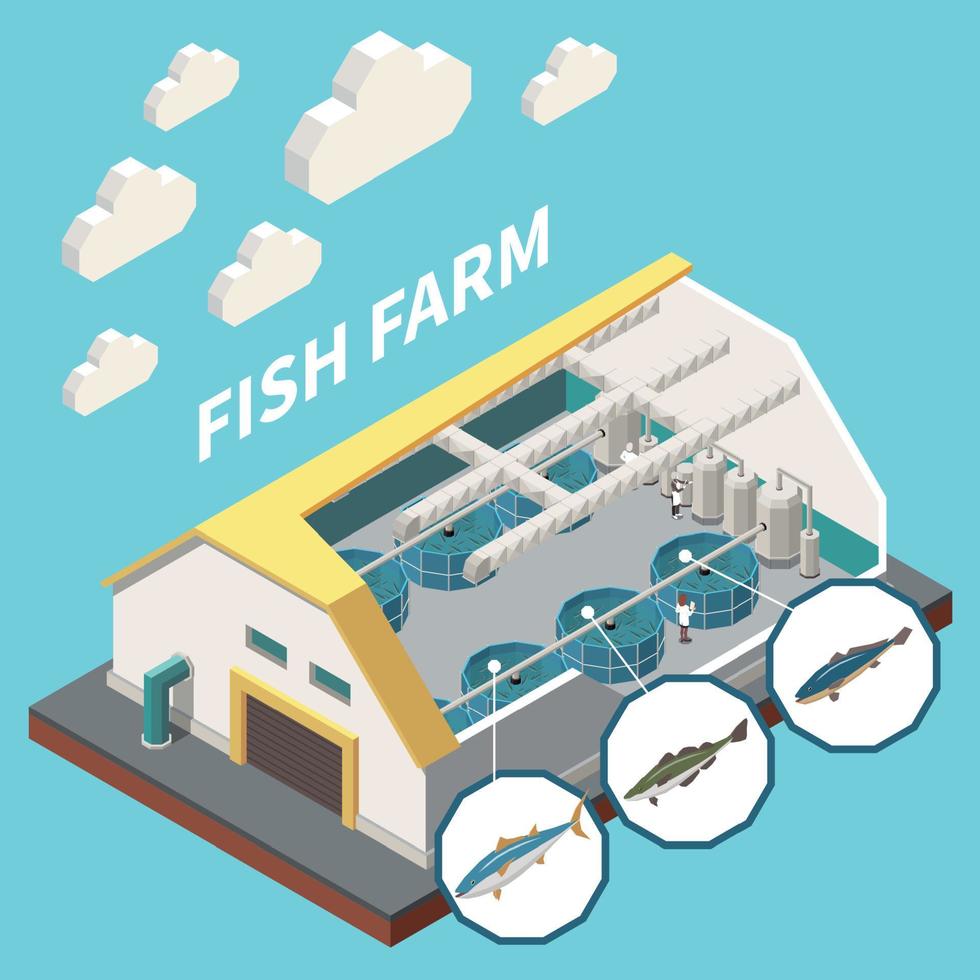 production de poisson industrielle isométrique vecteur