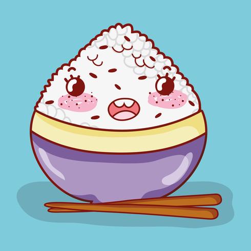 Dessin animé mignon kawaii de cuisine asiatique vecteur