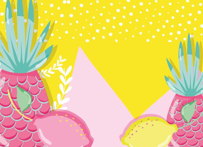 Punchy ananas et citrons pastels vecteur