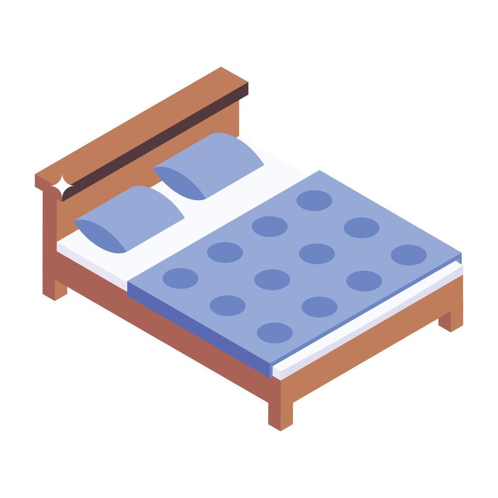 icône isométrique unique à la mode du lit, vecteur modifiable