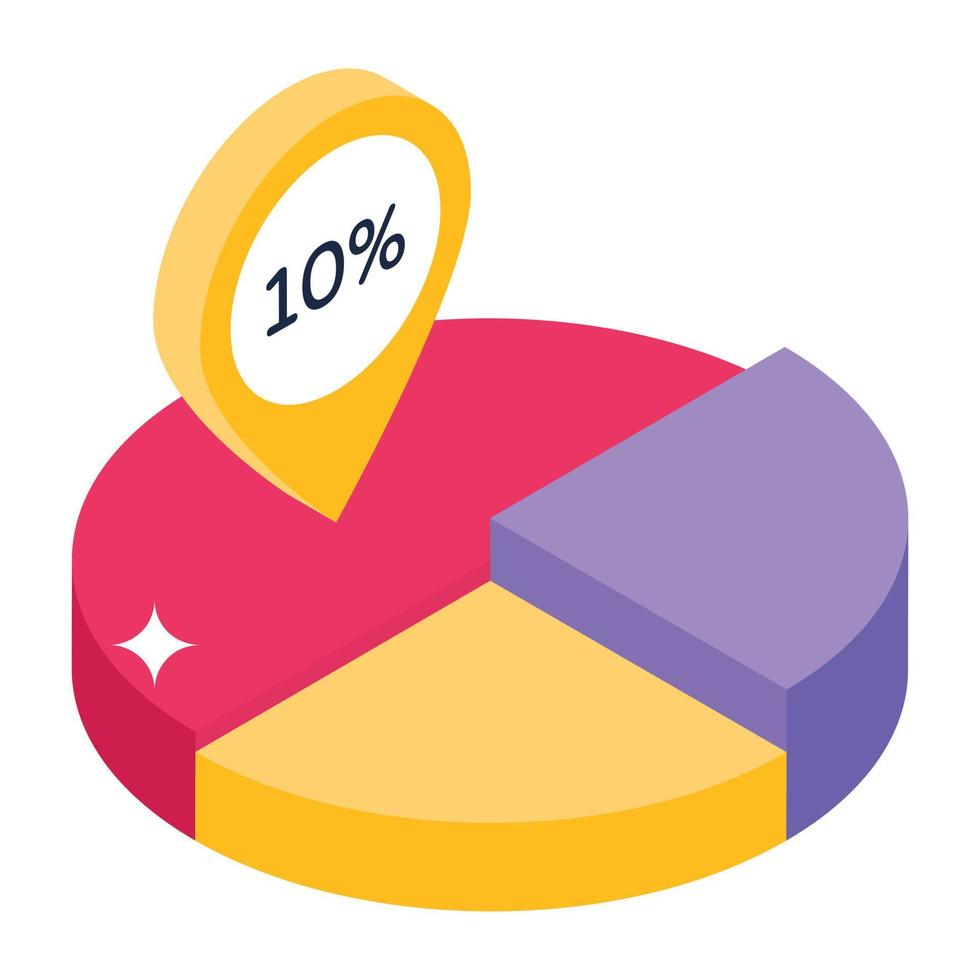 diagramme circulaire en icône isométrique vecteur