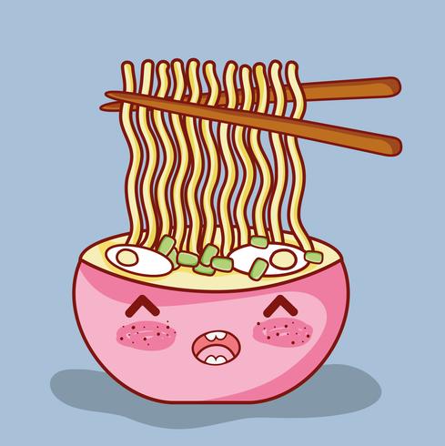 Dessin animé mignon kawaii de cuisine asiatique vecteur