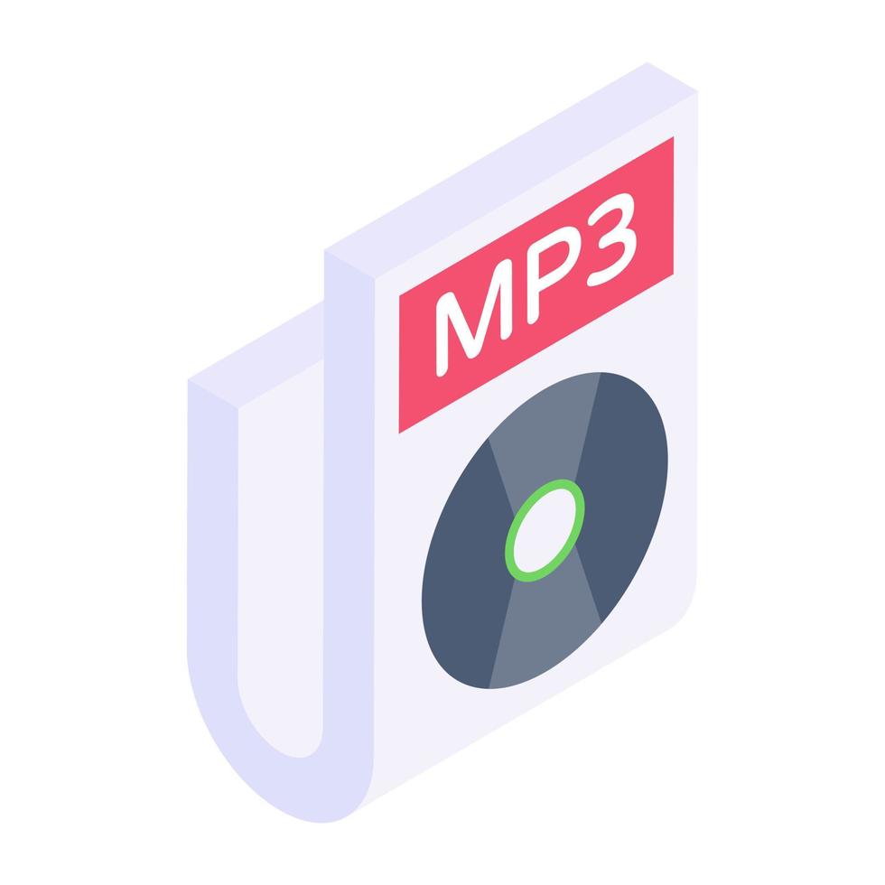 un fichier de musique mp3 en icône isométrique vecteur