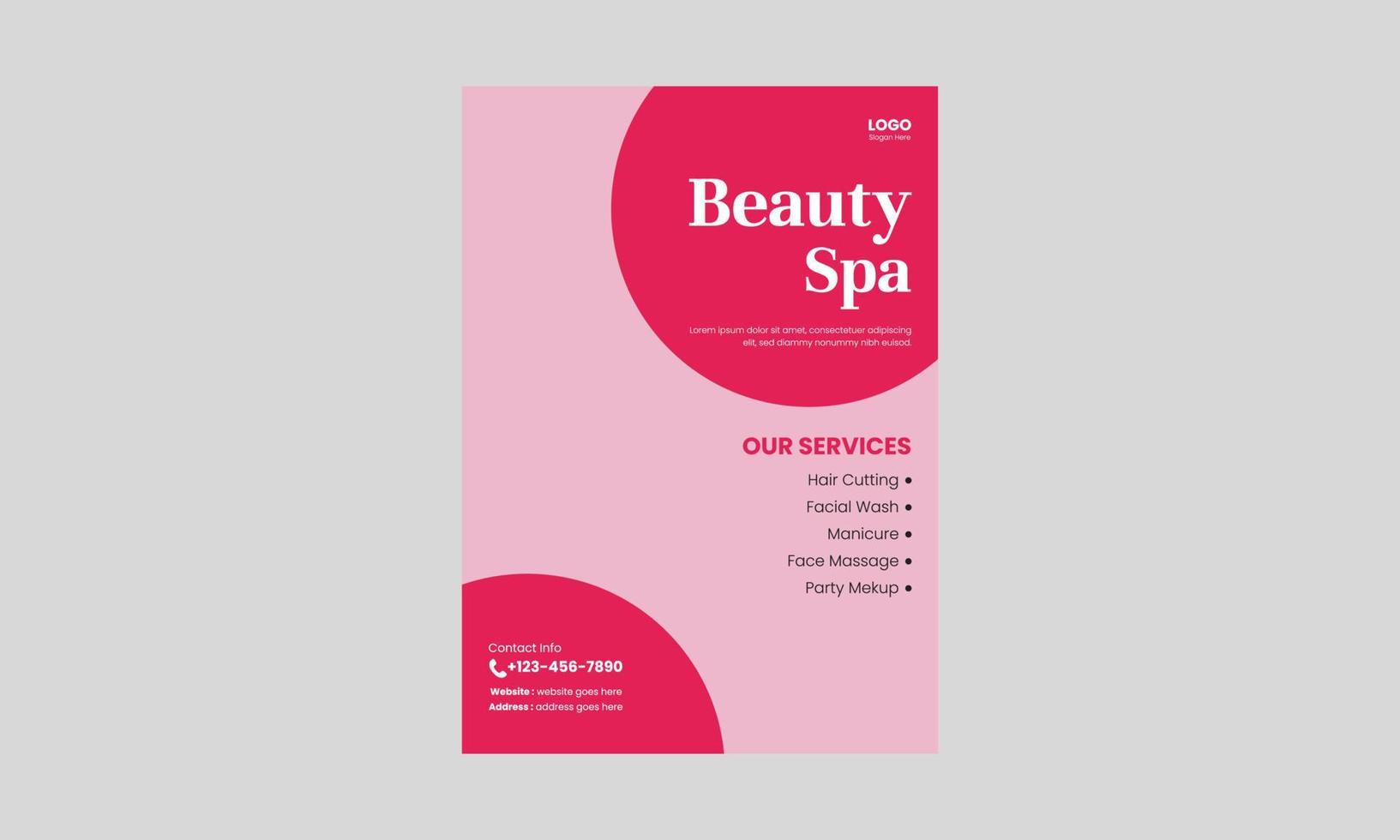 modèle de conception de flyer spa, beauté et massage. conception de modèle de flyer prêt à imprimer pour salon de coiffure spa beauté. dépliant, format a4, dépliant, couverture, affiche, conception de brochure vecteur