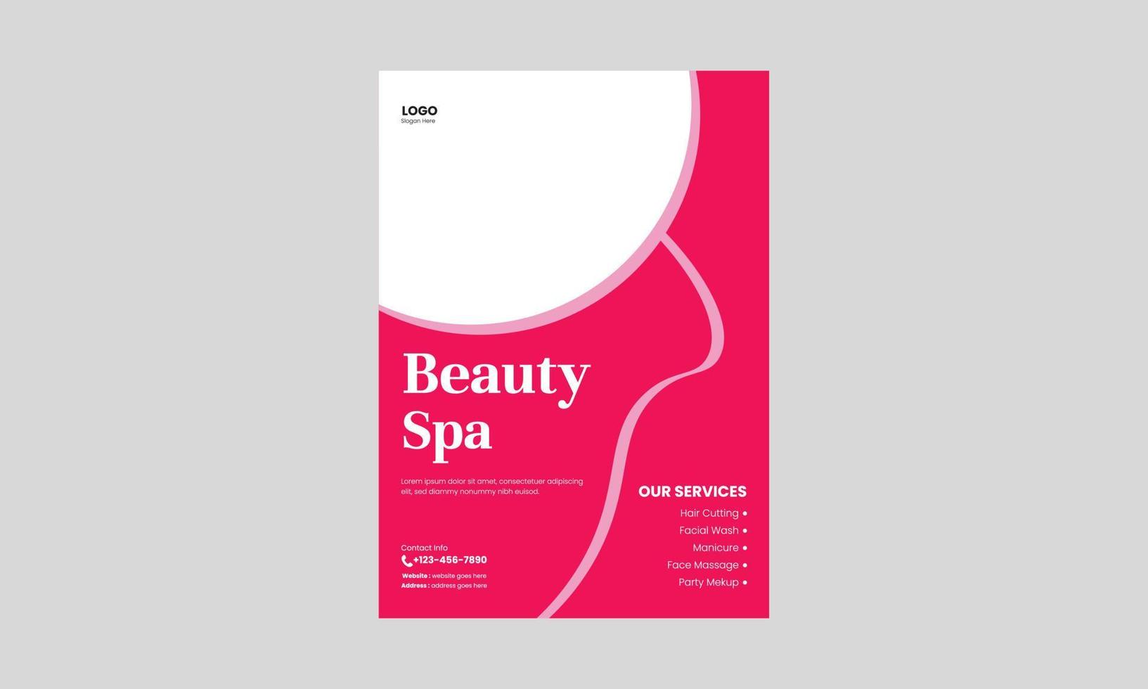 modèle de conception de flyer spa, beauté et massage. conception de modèle de flyer prêt à imprimer pour salon de coiffure spa beauté. dépliant, format a4, dépliant, couverture, affiche, conception de brochure vecteur