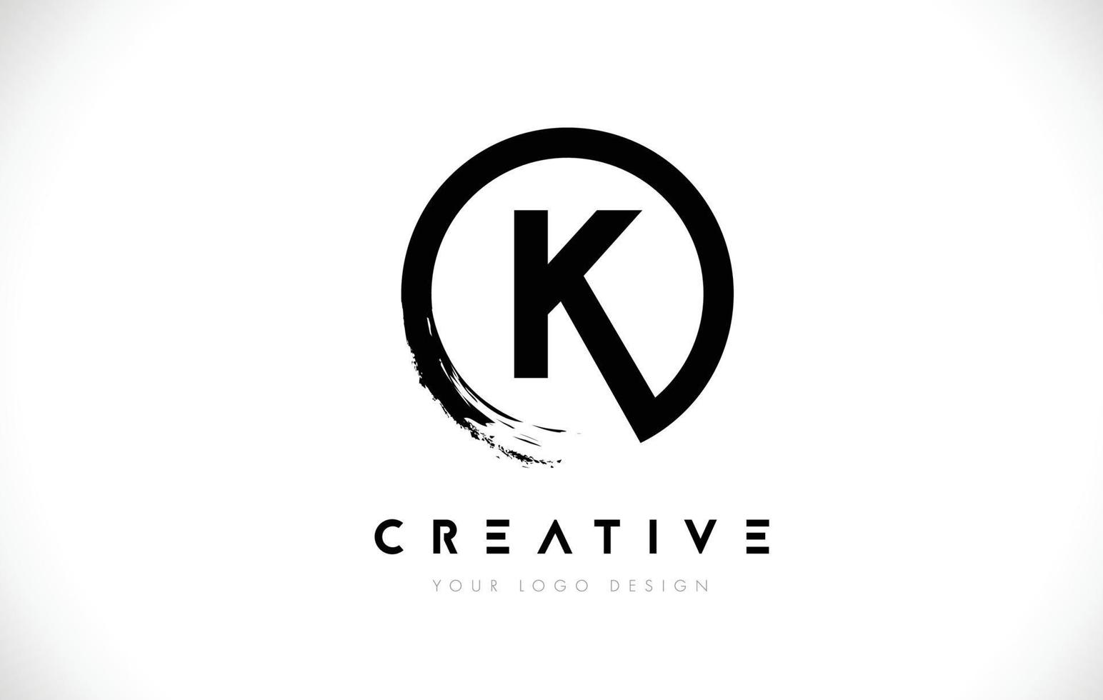logo de lettre circulaire k avec un design de brosse circulaire et un arrière-plan blanc. vecteur