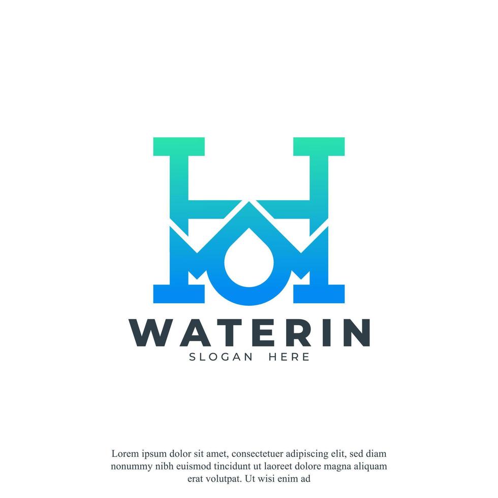 lettre initiale h inspiration de modèle de conception de logo goutte d'eau vecteur