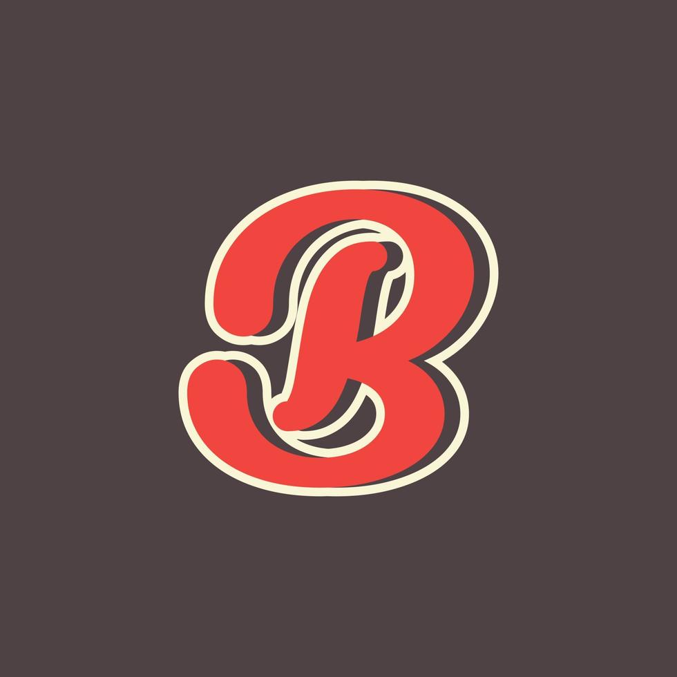 logo lettre b rétro dans un style occidental vintage avec double couche. utilisable pour les polices vectorielles, les étiquettes, les affiches, etc. vecteur