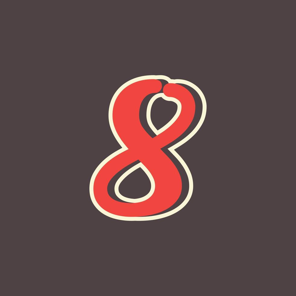 logo rétro numéro 8 dans un style occidental vintage avec double couche. utilisable pour les polices vectorielles, les étiquettes, les affiches, etc. vecteur
