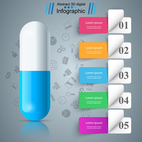 Comprimé de comprimé, infographie de pharmacologie. vecteur