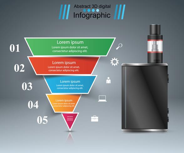 Cigarette nuisible, vipère, fumée, infographie professionnelle. vecteur