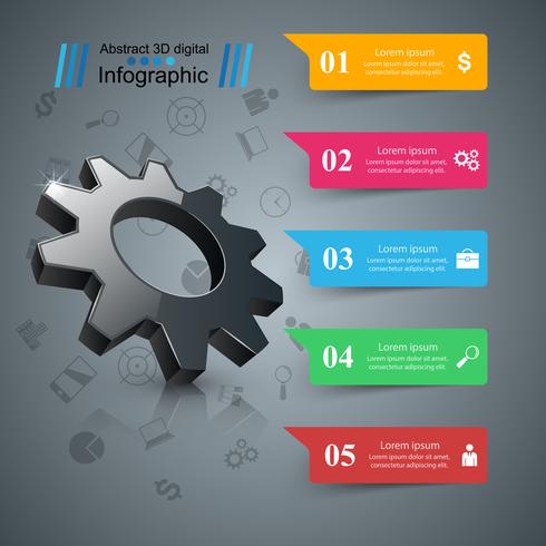 Roue dentée, icône de l&#39;engrenage. Infographie de l&#39;entreprise. vecteur