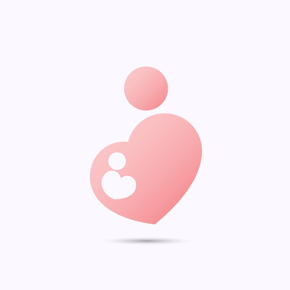 mère enceinte et bébé symbole en forme de coeur vecteur