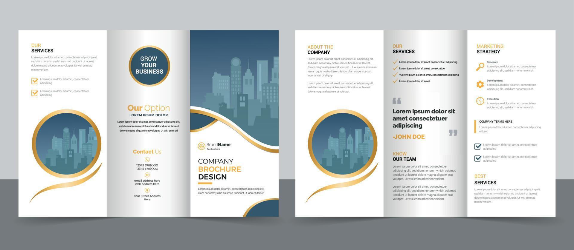 modèle de conception de brochure à trois volets pour votre entreprise, votre entreprise, votre entreprise, votre publicité, votre marketing, votre agence et votre activité Internet. vecteur