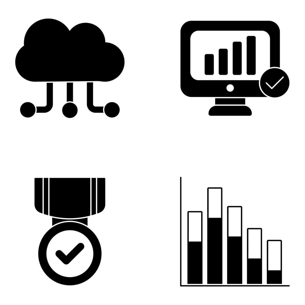 pack d'icônes plates d'analyse commerciale vecteur