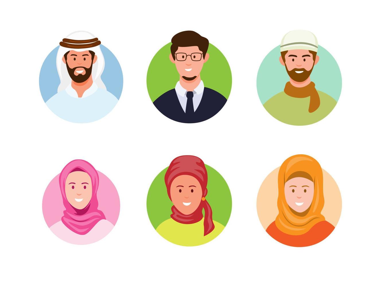 collection d'avatar du peuple musulman set vecteur d'illustration de dessin animé
