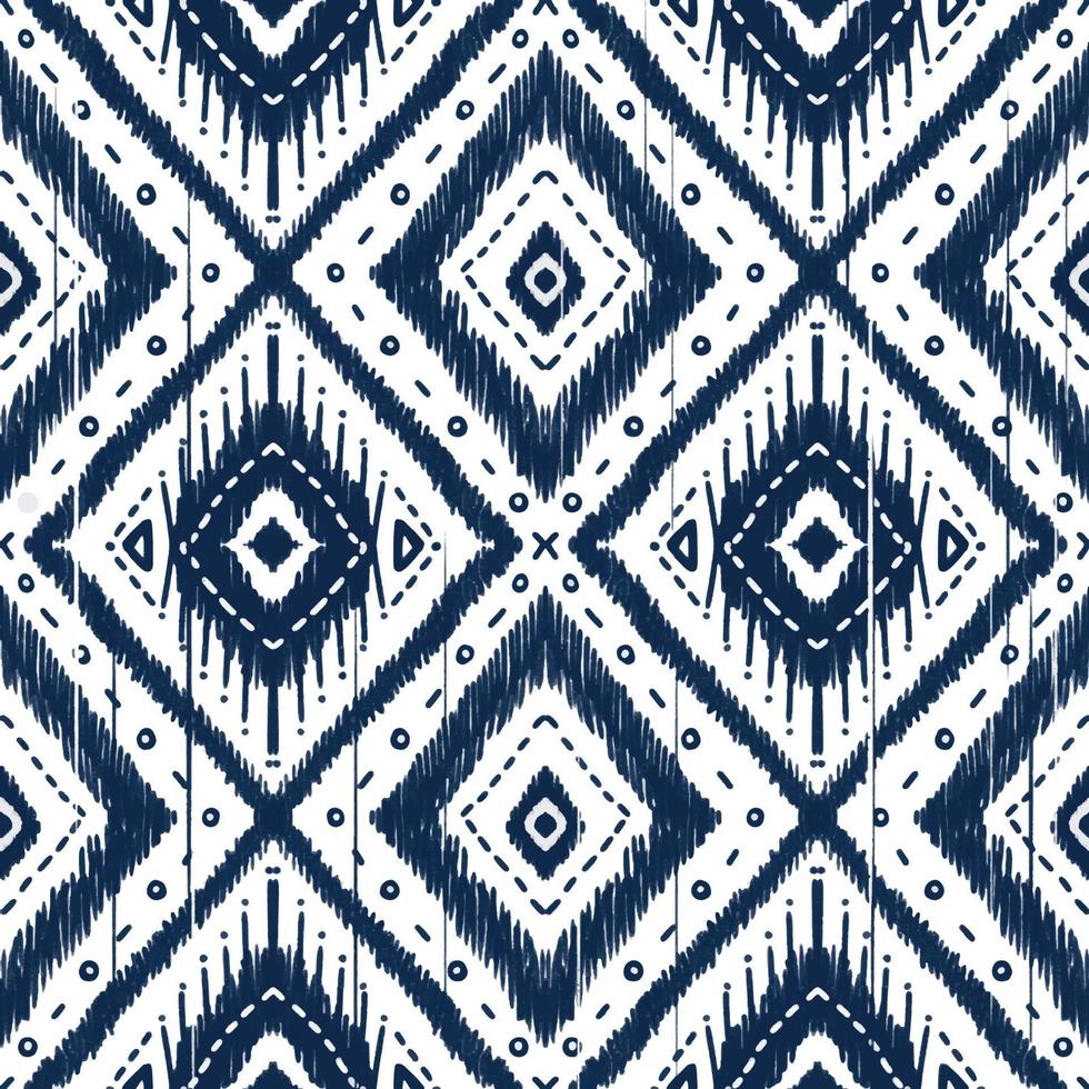 diamant bleu marine indigo sur fond blanc. motif oriental ethnique géométrique design traditionnel pour tapis papier peint vêtements emballage batik tissu tissu illustration vectorielle style de broderie vecteur