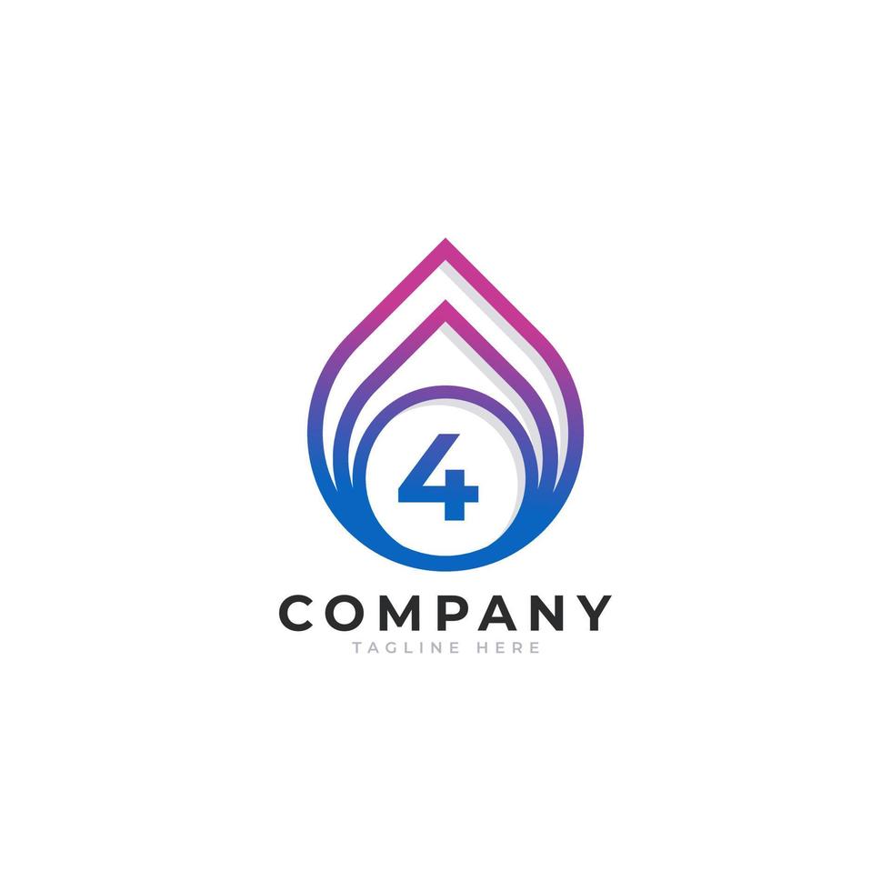 numéro initial 4 avec inspiration de conception de logo de pétrole et de gaz vecteur