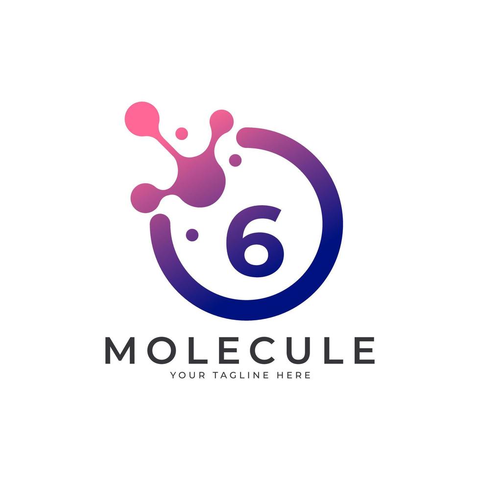 logo médical. élément de modèle de conception de logo de molécule numéro 6. vecteur