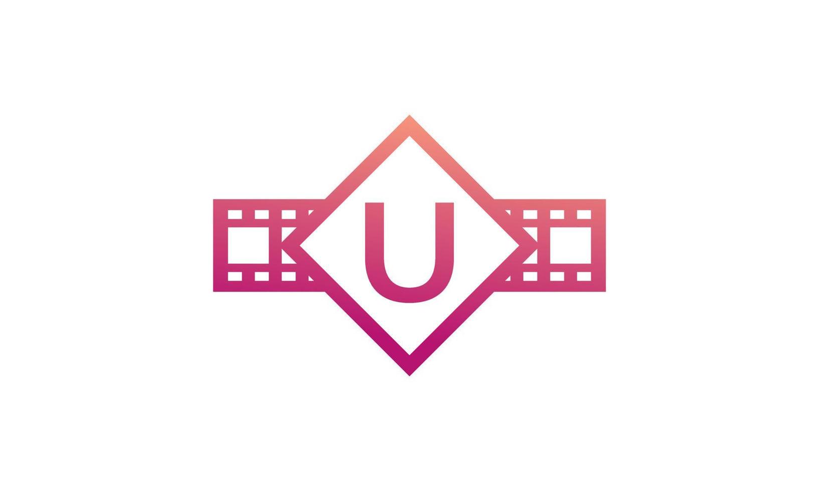 lettre initiale u carré avec bandes de bobine pellicule pour film cinéma studio de production logo inspiration vecteur
