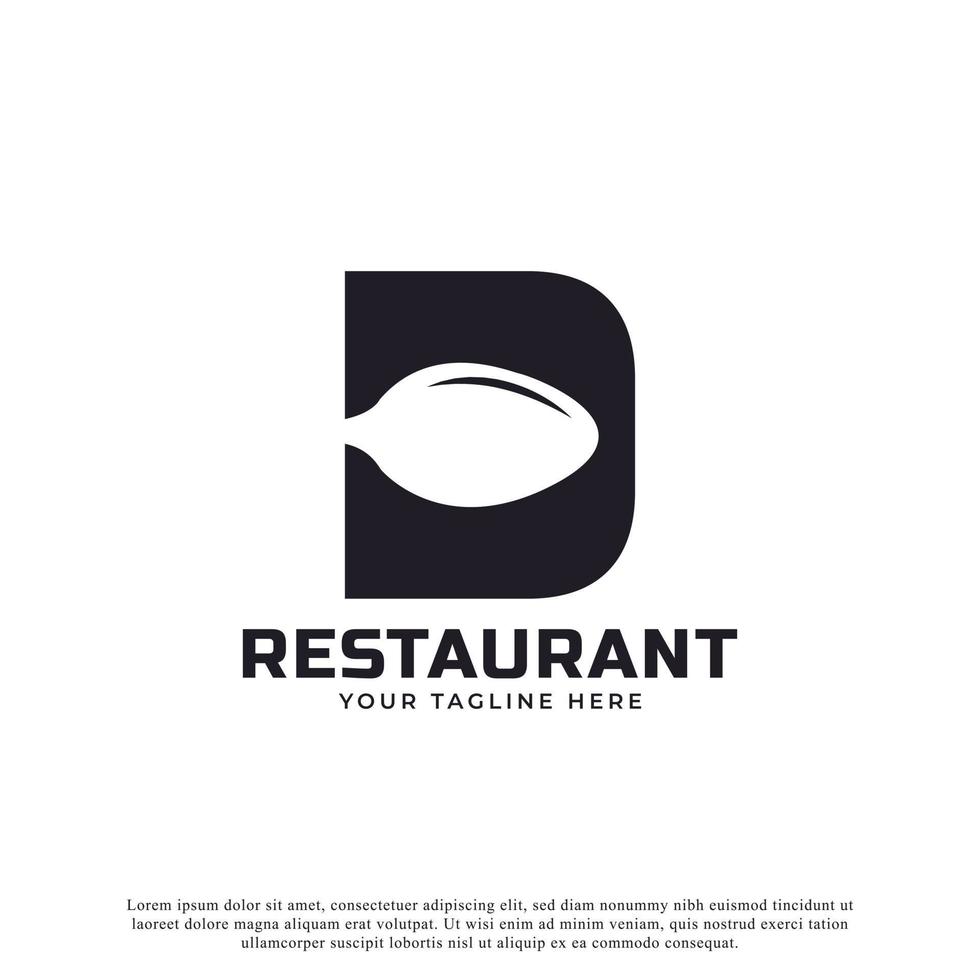 logo du restaurant. lettre initiale d avec une fourchette de cuillère pour le modèle de conception d'icône de logo de restaurant vecteur