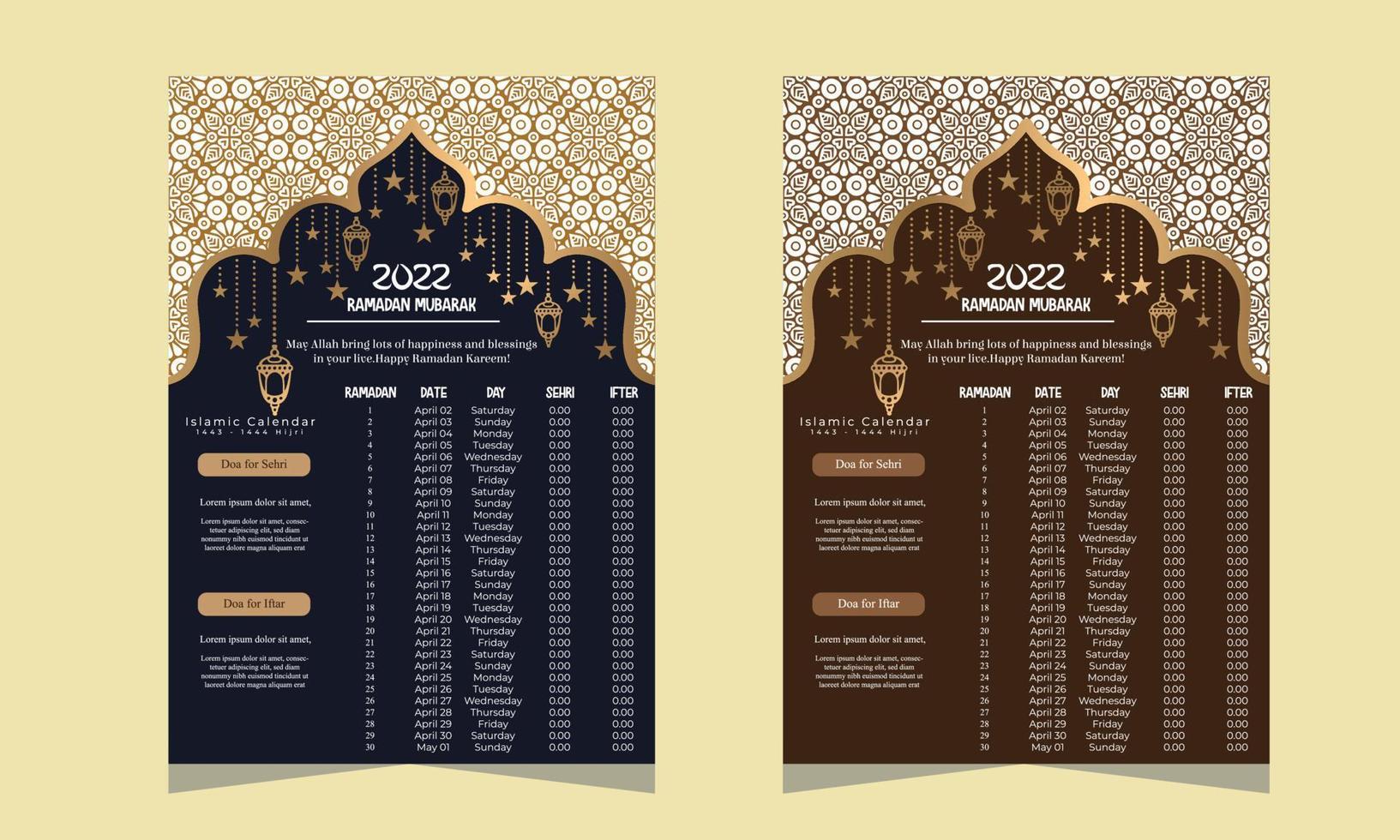 illustration vectorielle minimale du calendrier du ramadan vecteur